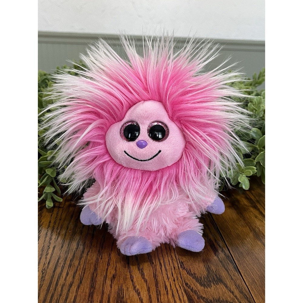 TY‎ Beanie Boo Frizzys Kink Plush 7" Pink Furry Monster Stuffed Animal